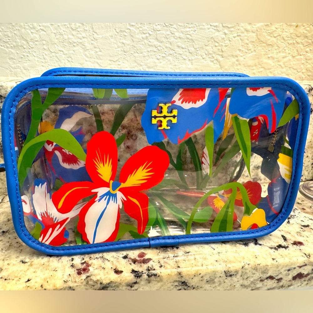 Tory Burch Painted Iris Clear Cosmetic Bag